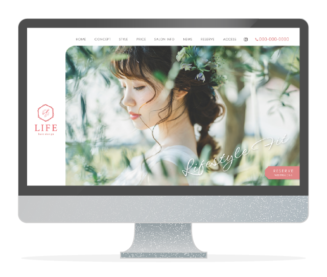 美容室LIFE hair design ランディングページ モックアップ